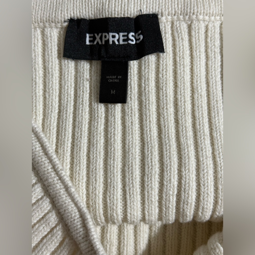 Express Ivory Ribbed Strapless Knit Tank - Picture 3 of 4